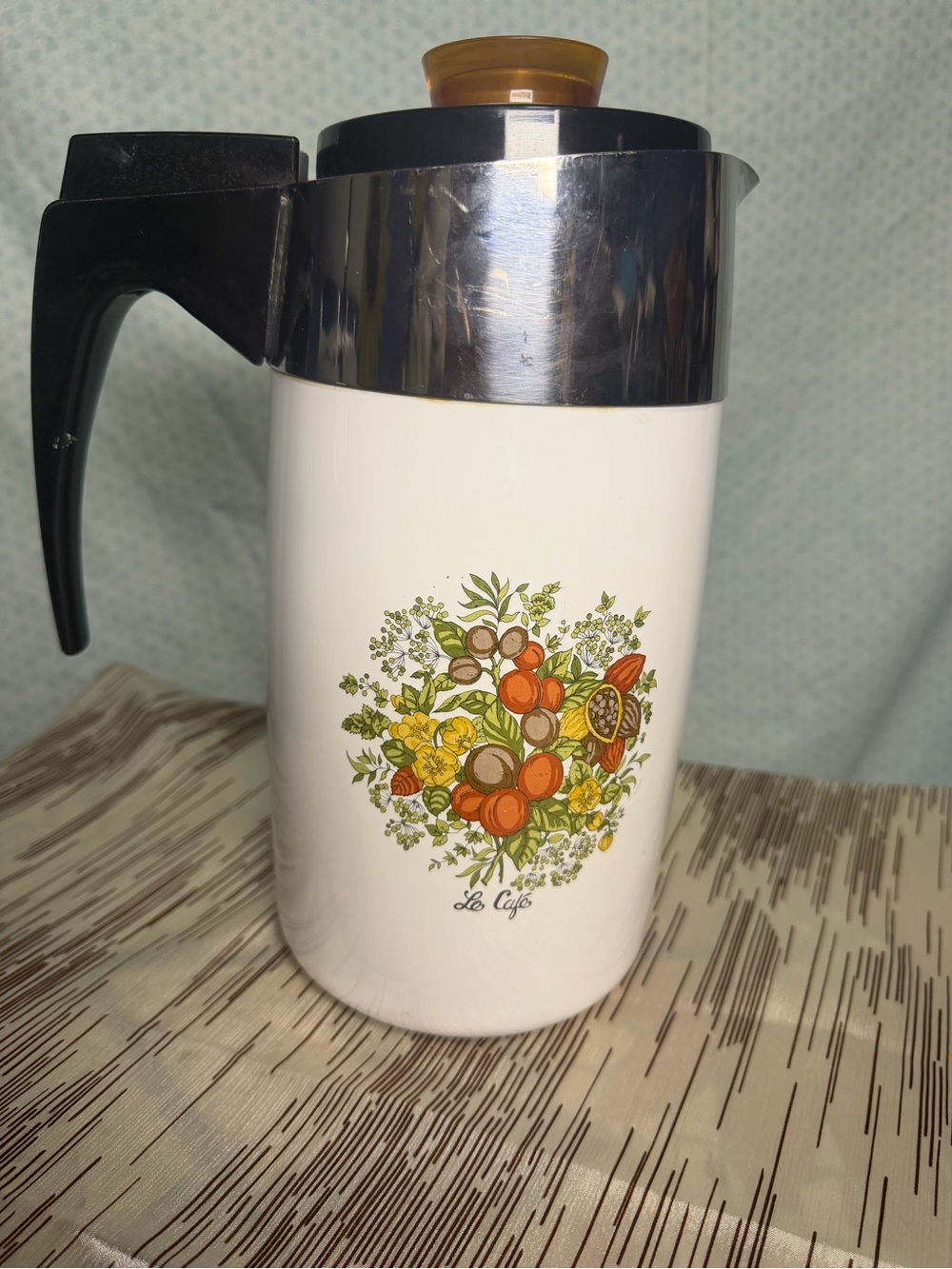 Vintage Corningware White Floral Insulated Coffee Carafe